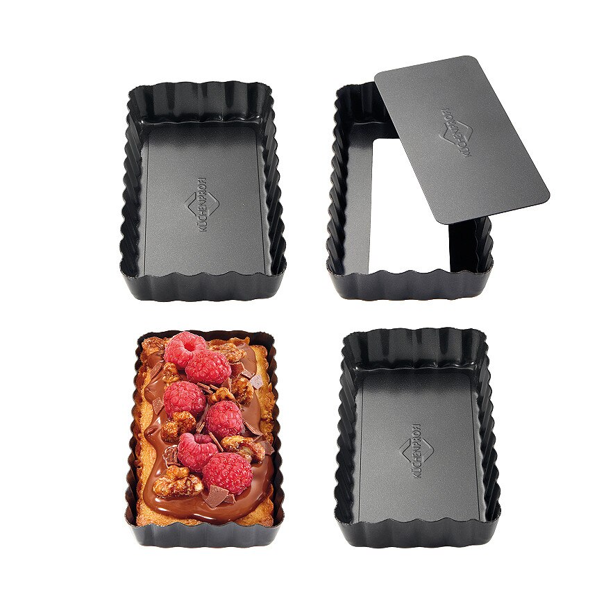 Set 4 forme mini tarte, Kuchenprofi, Bake One, antiaderente, baza detasabile